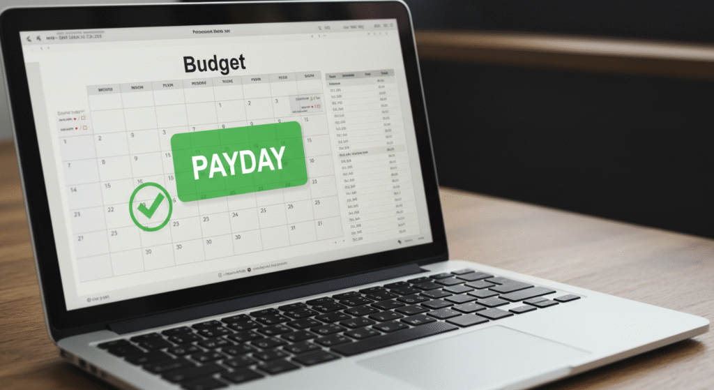 Budgeting calendar for freelancers showing consistent salary payments