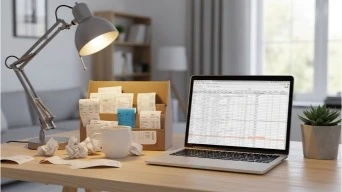 Freelancer organizing deductible business expenses