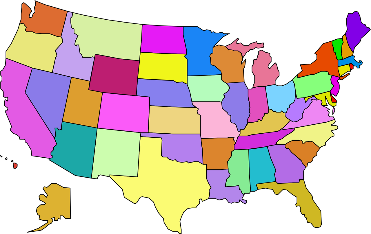 Map showing freelance tax rules by state