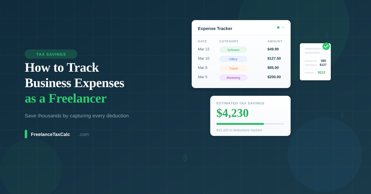 How to track business expenses for freelance on a laptop with receipts and a calculator on a desk